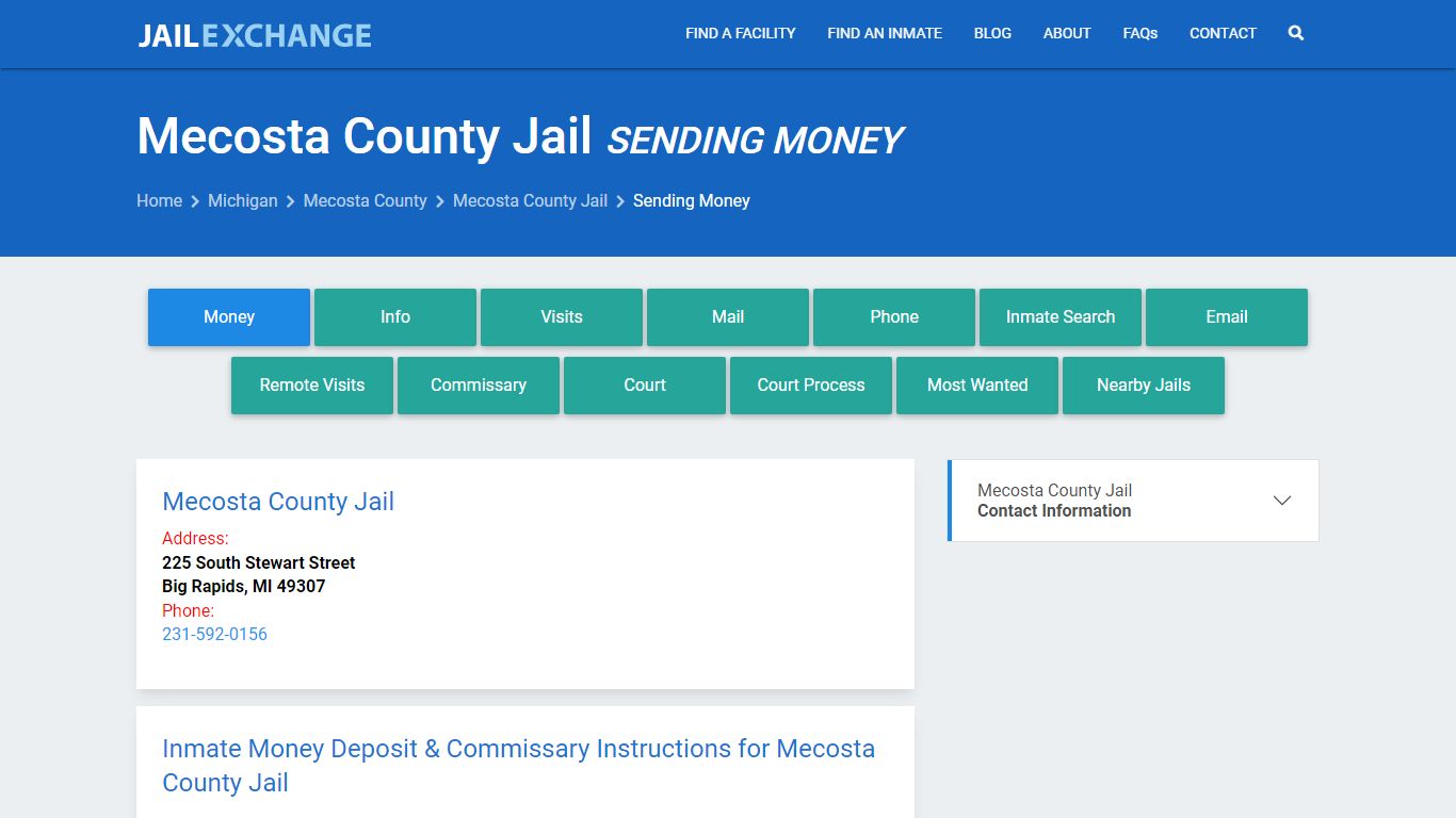 Send Money to Inmate - Mecosta County Jail, MI - Jail Exchange
